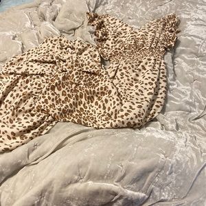 Leopard print dress. Long with slit at leg.